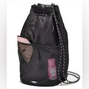 Victoria’s Secret Pink Black Drawstring Backpack